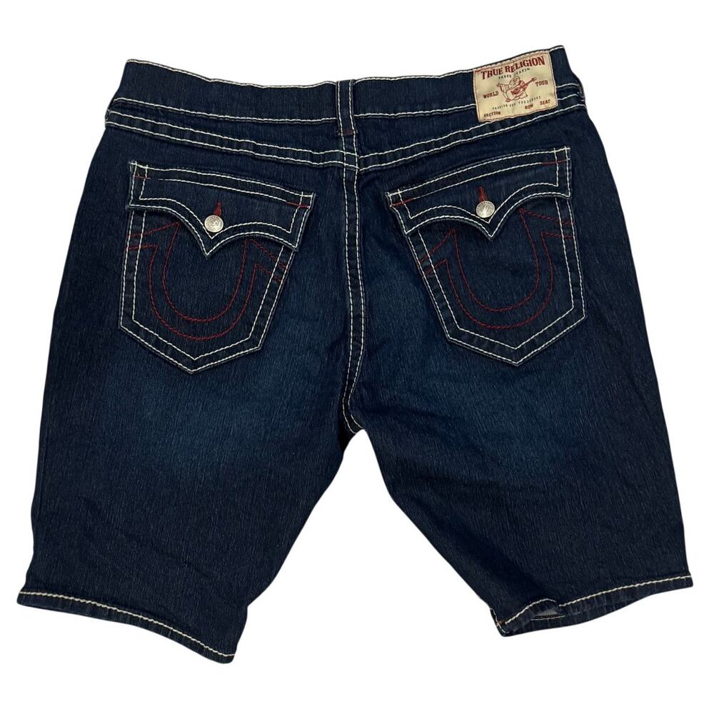True Religion Ricky Big T Dark Wash Flap Denim Shorts Men's 40
